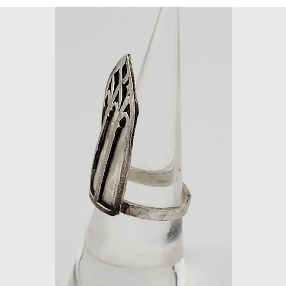 CATHEDRAL GOTHIC WINDOW TRACERY RING HANDMADE IN RECYCLED STERLING SILVER SZ 7 - Picture 6 of 6